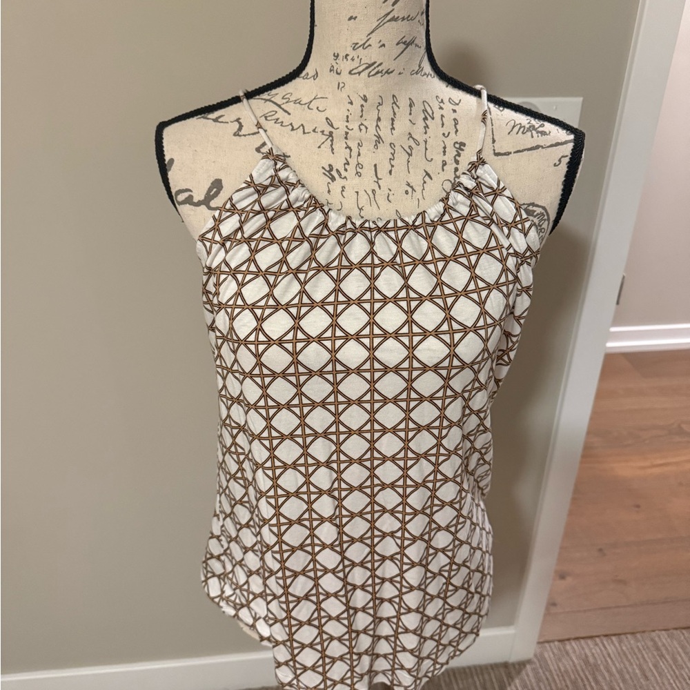 Banana Republic Brown and White Geometric Top